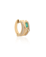 Ethereal Bliss Diamond & Emerald 14k Gold Huggies