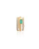 Ethereal Bliss Diamond & Emerald 14k Gold Huggies