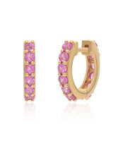 Pink Sapphire 14k Gold Huggies