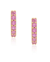 Pink Sapphire 14k Gold Huggies