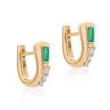 Ethereal Caress Emerald 14k Gold Mini Huggies