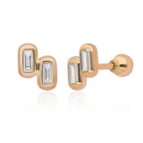 Ethereal Caress Duo Diamond 14k Gold Studs