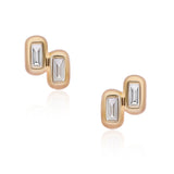 Ethereal Caress Duo Diamond 14k Gold Studs