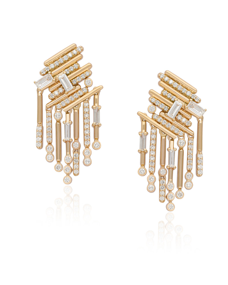 Ethereal Waterfall Diamond 14k Gold Chandelier Earrings