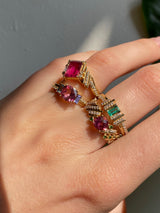 Ethereal Moss Pink Tourmaline 14k Gold Ring