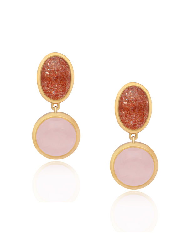 Mosaic Earrings - Rose and Sunstone