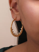 Noomi Pearl Gold Hoops