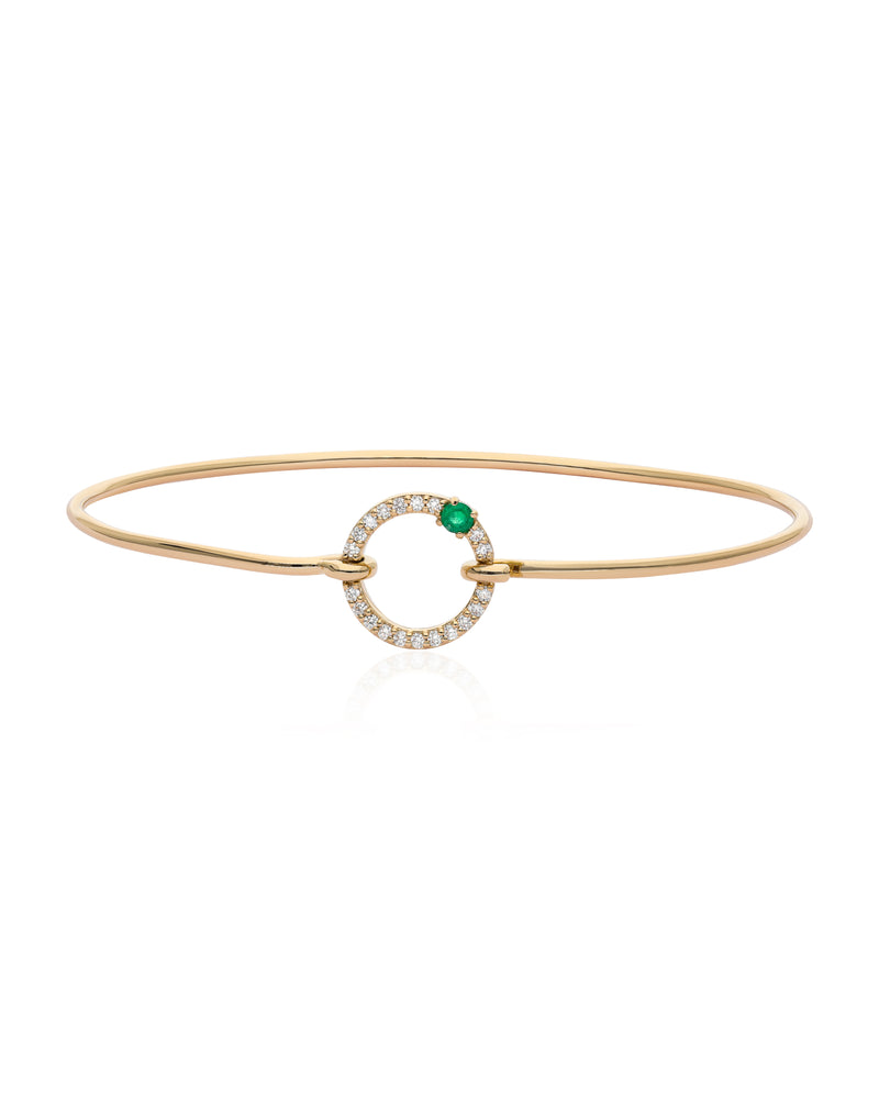 In Between Circles - Diamond 14k Gold Bangle Bracelet