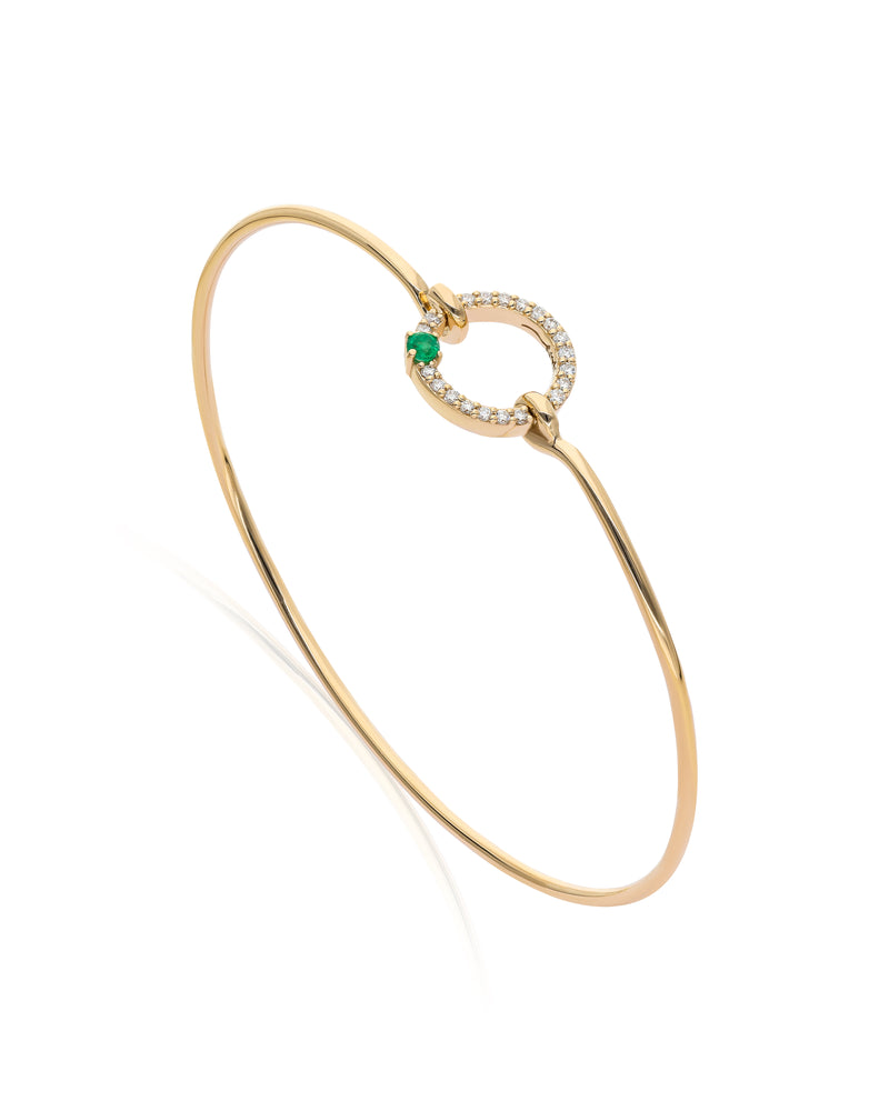 In Between Circles - Diamond 14k Gold Bangle Bracelet