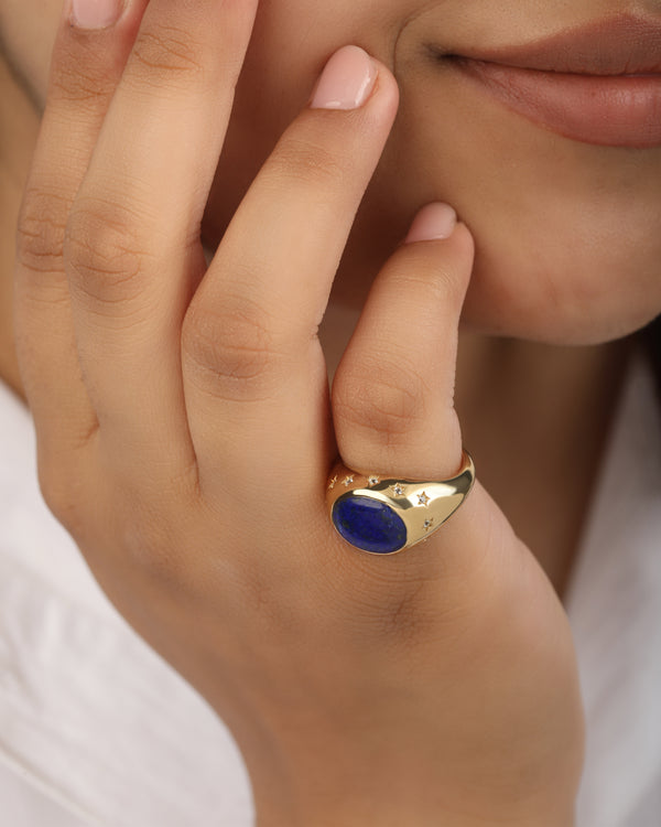 Cora Lapis Dome Vermeil Ring