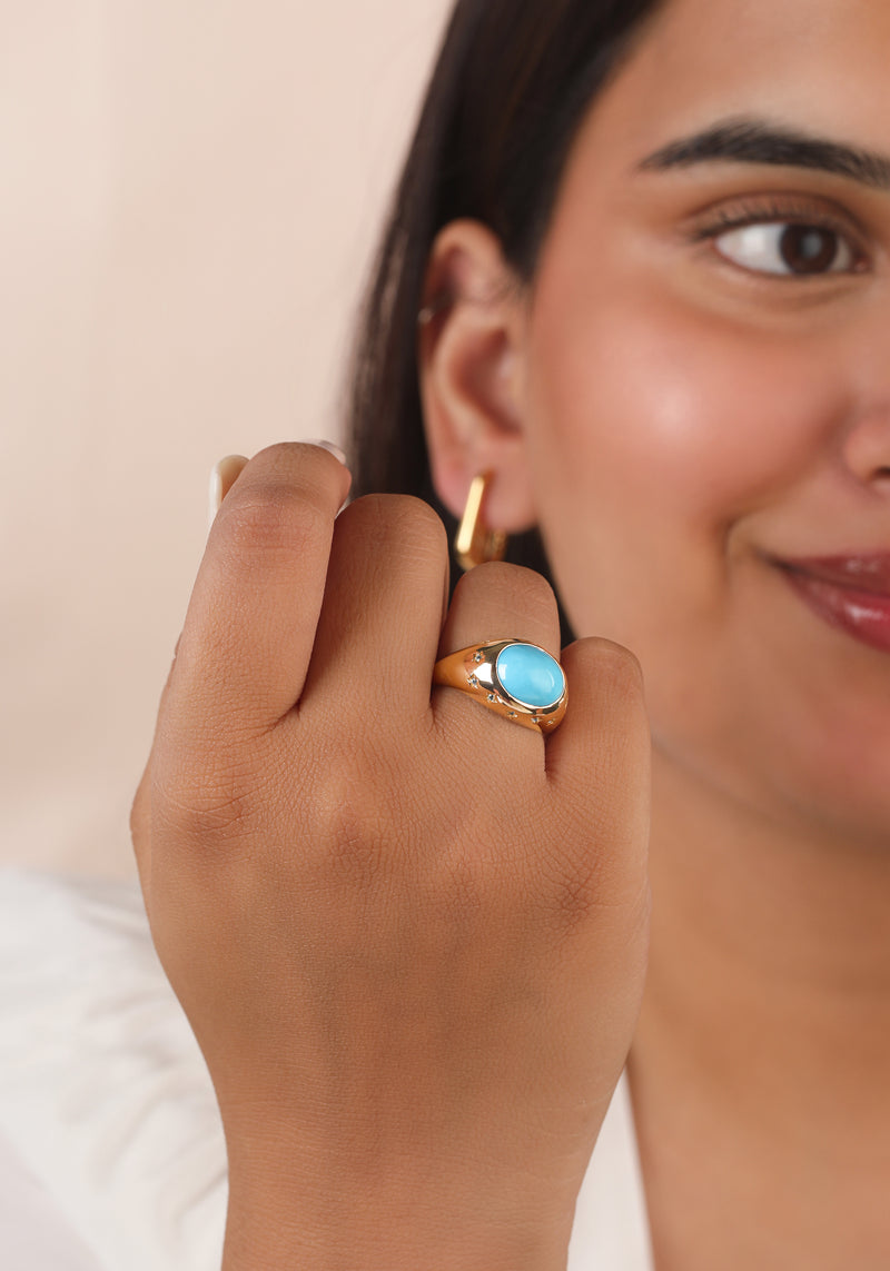 Cora Turquoise Dome Vermeil Ring