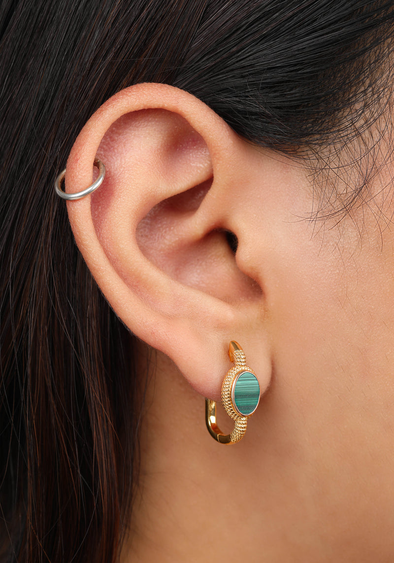 Kora Malachite Vermeil Link Hoops