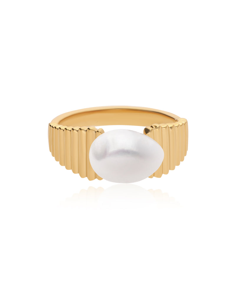 Keishi Pearl Edge Vermeil Ring