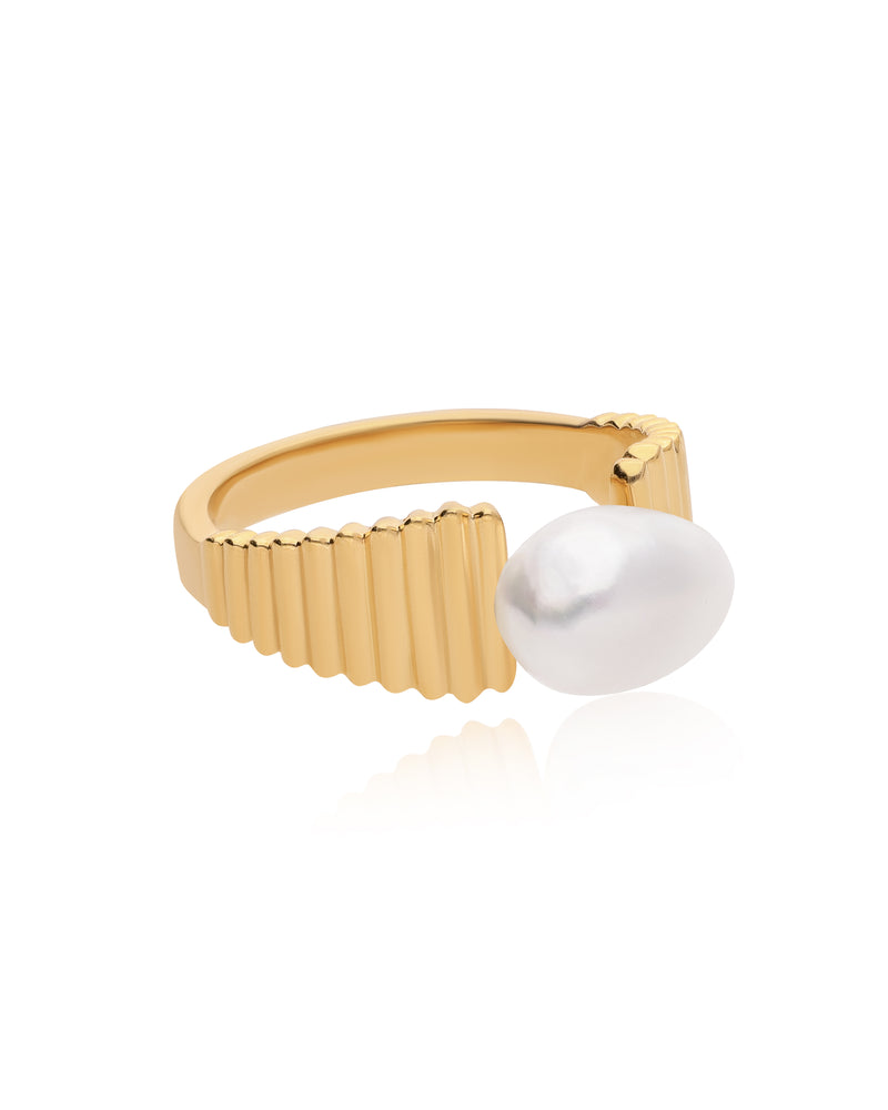 Keishi Pearl Edge Vermeil Ring