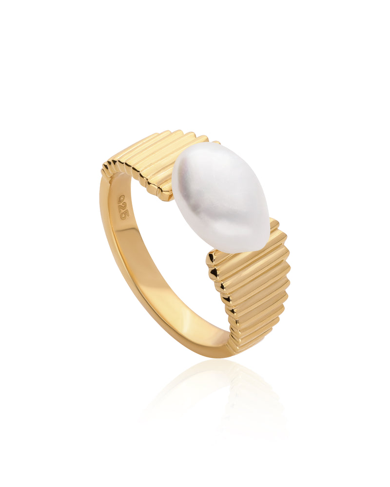 Keishi Pearl Edge Vermeil Ring