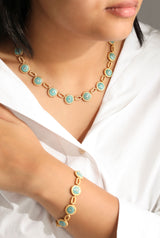 Textured Link Necklace - Amazonite