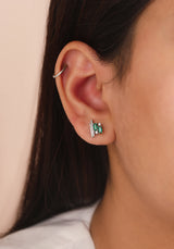 Ethereal Emerald & Diamond 14k Gold Studs