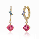 Ethereal Azalea Pink Tourmaline 14k Gold Hoops