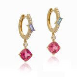 Ethereal Azalea Pink Tourmaline 14k Gold Hoops