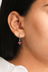 Ethereal Azalea Pink Tourmaline 14k Gold Hoops