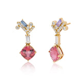 Ethereal Delight Pink Tourmaline 14k Gold Drop Earrings