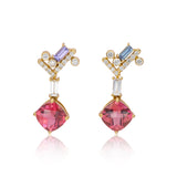 Ethereal Delight Pink Tourmaline 14k Gold Drop Earrings