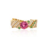 Ethereal Moss Pink Tourmaline 14k Gold Ring