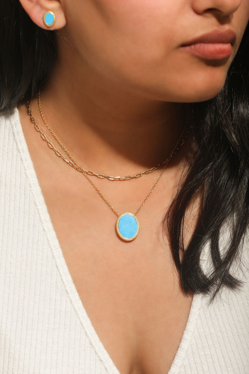 Ara Turquoise Pendant Vermeil Necklace