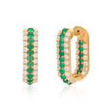 Timeless Sparkle U-shaped Green Onyx Vermeil Hoops