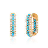 Timeless Sparkle U-shaped Turquoise Vermeil Hoops