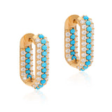 Timeless Sparkle U-shaped Turquoise Vermeil Hoops