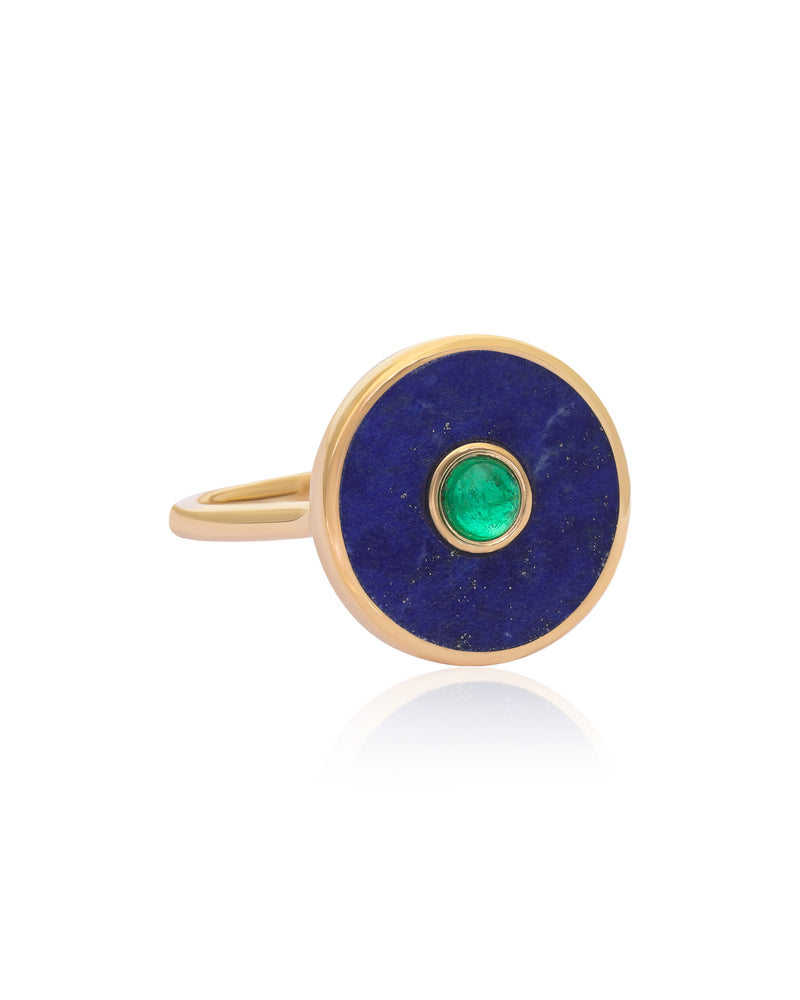 Allia 14k Gold Lapis and Emerald Ring