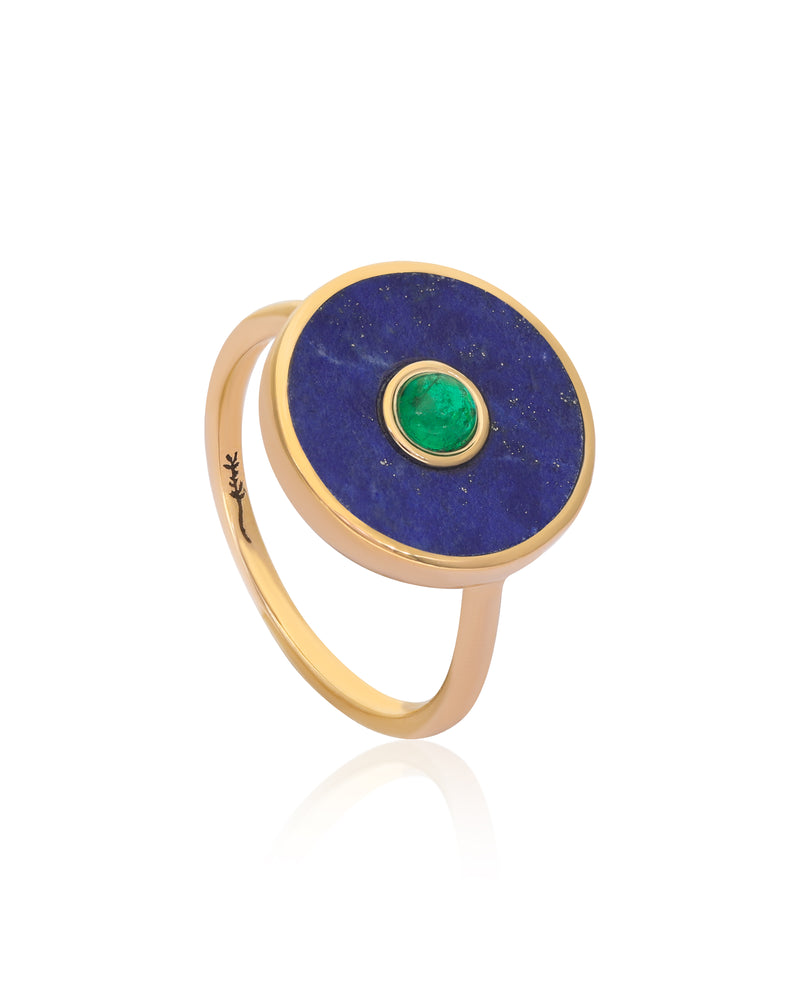 Allia 14k Gold Lapis and Emerald Ring