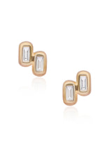 Ethereal Caress Duo Diamond 14k Gold Studs