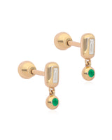 Ethereal Caress Emerald 14k Gold Drop Earrings