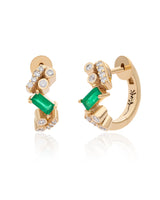 Ethereal Emerald Nugget 14k Gold Huggies