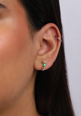 Ethereal Emerald Nugget 14k Gold Huggies