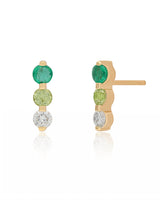 Fern Diamond & Emerald Bar Studs