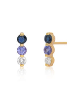 Iris Sapphire 14k Gold Bar Earrings