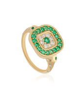 Pillow-Talk 14k Gold Ring - Emeralds