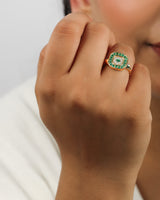 Pillow-Talk 14k Gold Ring - Emeralds