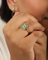 Pillow-Talk 14k Gold Ring - Emeralds