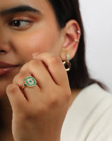 Pillow-Talk 14k Gold Ring - Emeralds