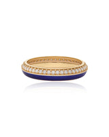 Celestial 14k Gold Eternity Band - Blue Enamel