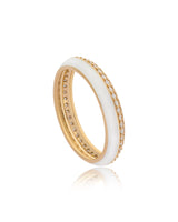 Celestial 14k Gold Eternity Band - White Enamel