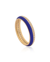 Celestial 14k Gold Eternity Band - Blue Enamel