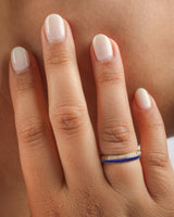 Celestial 14k Gold Eternity Band - Blue Enamel