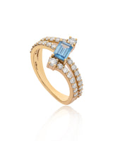 Aquamarine & Diamond 18k Gold Ring