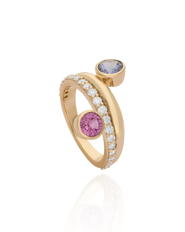 Domed Pink Sapphire 18k Gold Ring