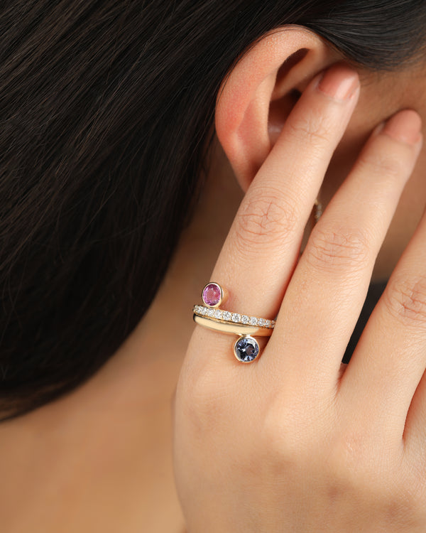 Domed Pink Sapphire 18k Gold Ring